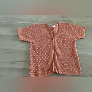 Le Centre handmade in Haite crochet short sleeve cardigan orange size medium